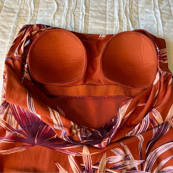 2/$30 Palisades Beach Club burnt ochre palm desert one piece swimsuit, size 14W - Picture 6 of 9